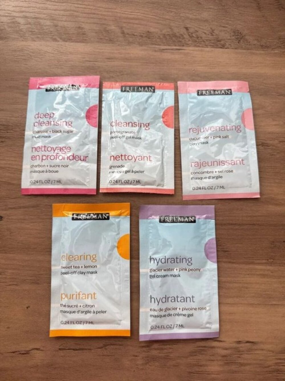 Freeman Facial Mask Packet Lot Set of 5 Cleansing Hydrating Skincare